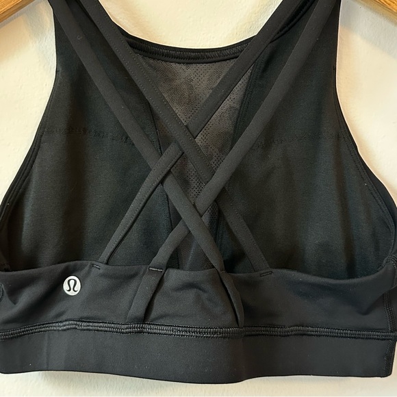 lululemon Energy Bra High Neck Flocked Mesh Black Size 6 - Picture 8 of 14
